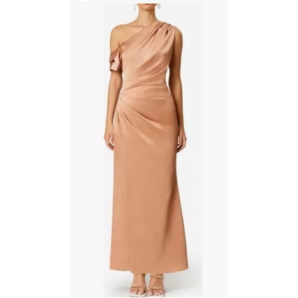 Elliatt‎ copper Retreat one shoulder satin gown Size Large Cocktail Bodycon